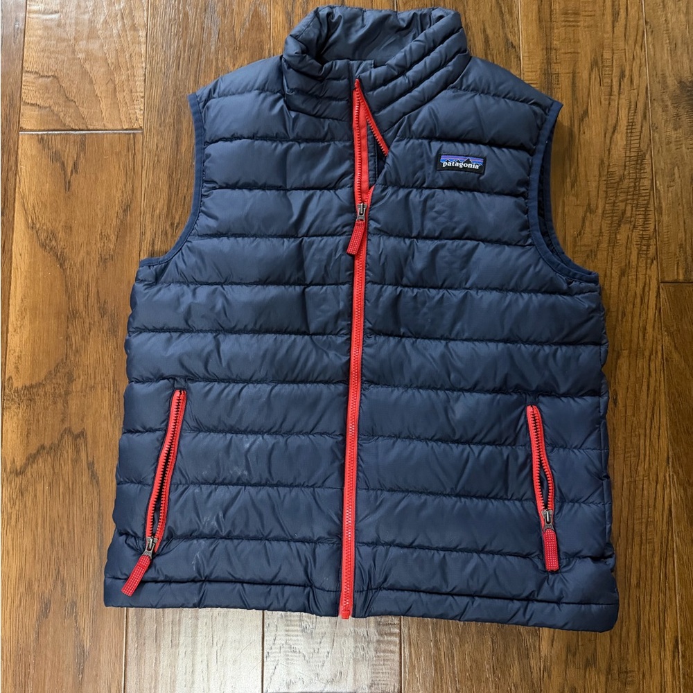 Patagonia Kids Blue Vest with Red Zippers